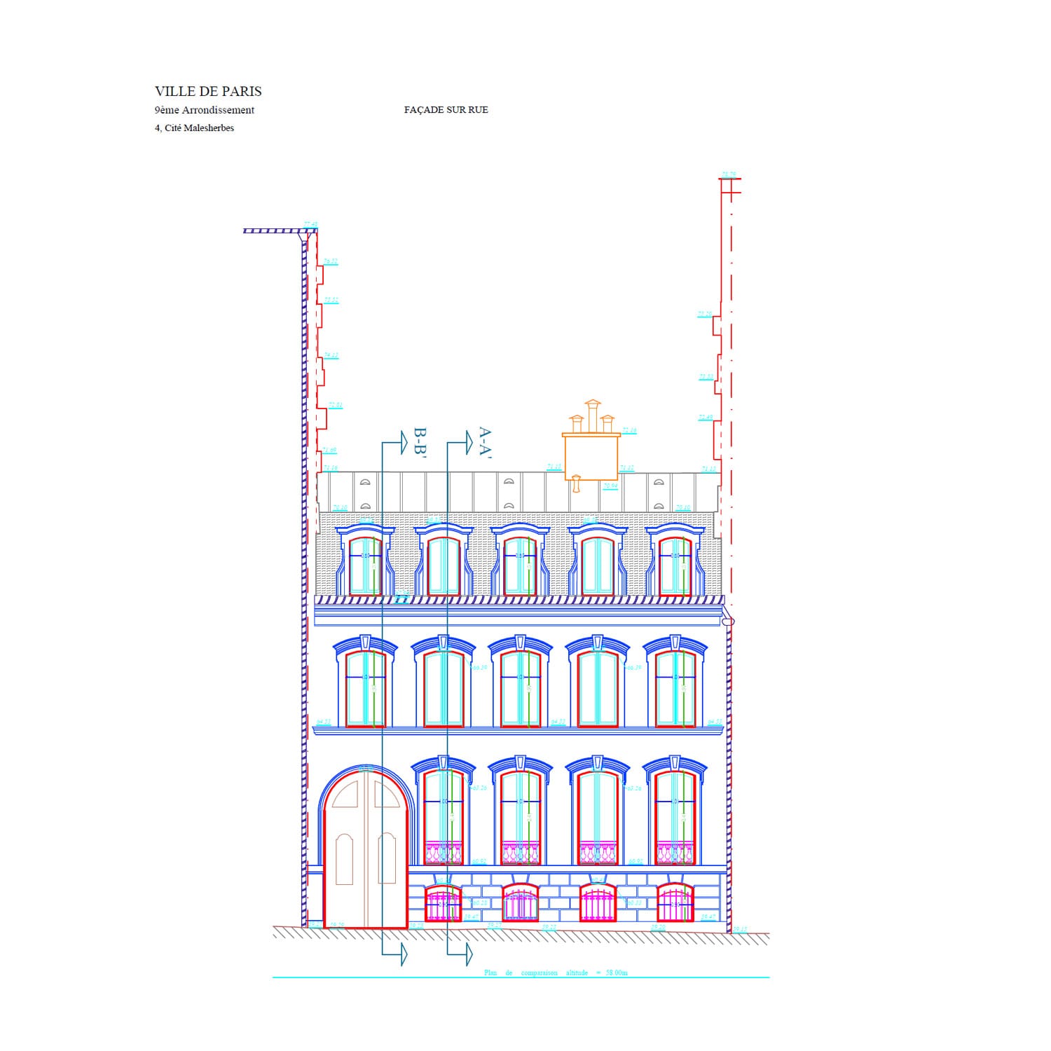 2e-Plan de façade 1-50è